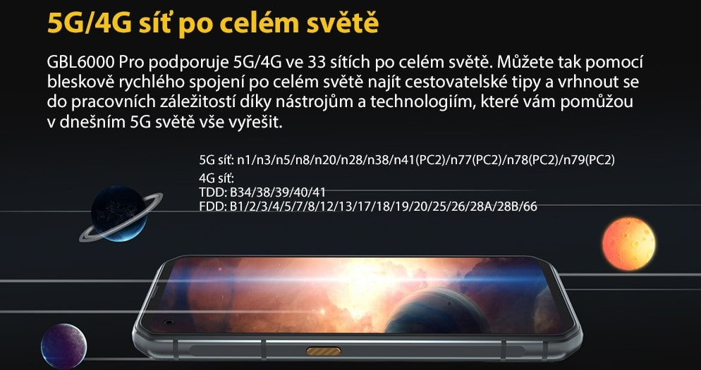 Odolný telefon iGET Blackview GBL6000 Pro mobilní 5G internet